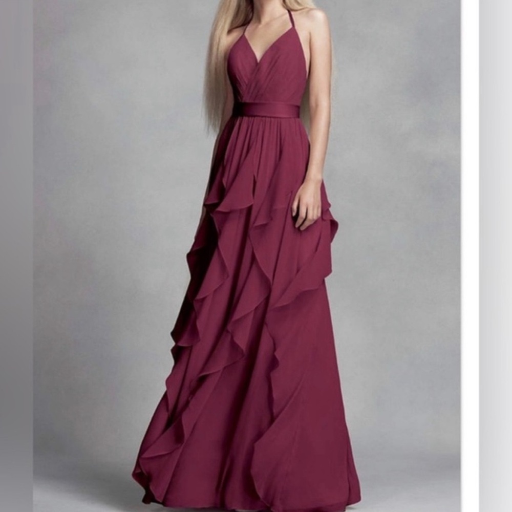 WHITE by Vera Wang Halter Bridesmaid Dress